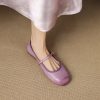Genuine Leather Round Toe One-Strap Mary Jane Shoes for Women - French Vintage Style Flat Shoes