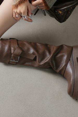 Genuine Leather Round Toe Western Cowboy Boots for Women - Thick Bottom Long Tube Knight Style Summer Pants Boots