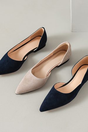 Genuine Leather Side Cut Slim Pointed Flat Shoes for Women - Italian Style, Elegant and Chic Footwear for Every Occasion