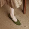 Genuine Leather Square Toe Mary Jane Shoes for Women - Elegant Mid Chunky Heel Pearl Flats, 2025 Style, Versatile Fashion Footwear
