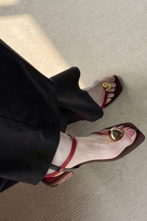 Genuine Leather Square Toe Metal Buckle Clip Toe Sandals for Women - Summer Elegant Low Heel One Strap Footwear