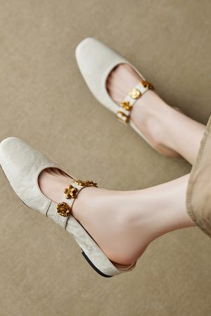 Genuine Leather Square Toe One-Strap Mule Slippers for Women - Summer 2025 Hidden Height Closed-Toe Fashion Footwear