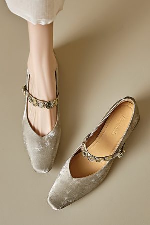 Genuine Leather Vintage Mary Jane Shoes for Women - Mid-Heel, Square Toe, Chunky Heel, Retro Style, Italian Design