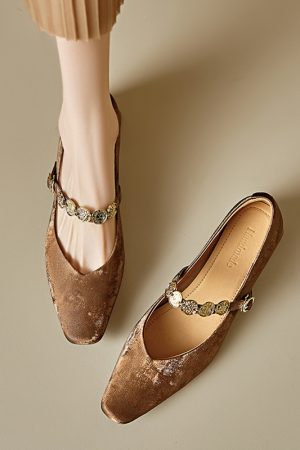 Genuine Leather Vintage Mary Jane Shoes for Women - Mid-Heel, Square Toe, Chunky Heel, Retro Style, Italian Design