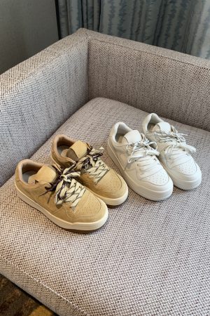 Genuine Leather White Sneakers for Women - 2025 Spring Korean Style Thick-Soled Round-Toe Lace-Up Casual Versatile Shoes