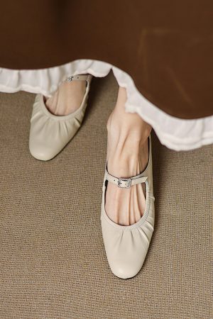 Genuine Soft Leather Mary Jane Half Slippers for Women with Chunky High Heels - Italian Corso Venezia Style