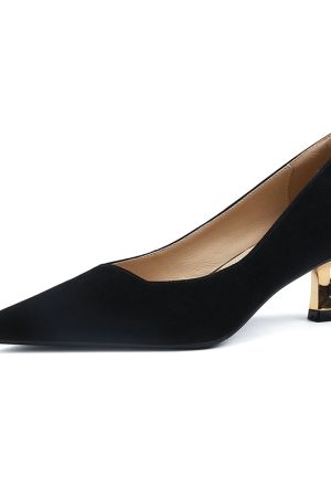 Giant Soft Cat Heel High Heels for Women - 2025 Pointed Toe Sheep Faux Leather Thin Heels, Trendy Y2K Style