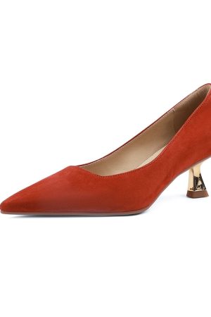 Giant Soft Cat Heel High Heels for Women - 2025 Pointed Toe Sheep Faux Leather Thin Heels, Trendy Y2K Style