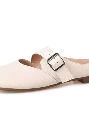 Giant Soft Genuine Leather Open-Toe Half-Slip Women's Outdoor One-Strap Flat Mule Slippers for Summer Comfort