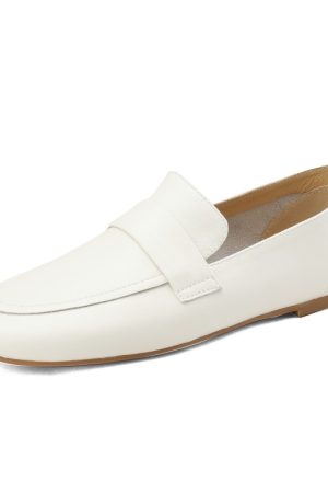 Giant Soft Non-Rubbing Casual Genuine Leather Flat Loafers Sneakers - Versatile Little White Shoes for Everyday Wear