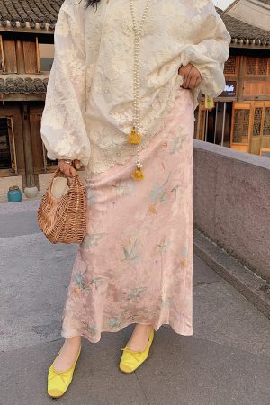 Gold Satin Fishtail Half Skirt for Women - Plus Size Retro Chinese Style National Wind 2025 Fashion