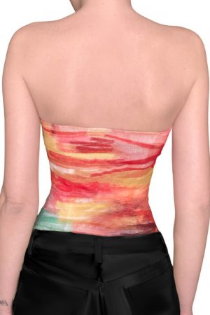 Gradient Color Strapless Holiday Top for Women - Backless Design with Waist Cincher & Spaghetti Straps, Perfect for Summer Parties