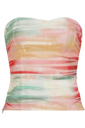 Gradient Color Strapless Holiday Top for Women - Backless Design with Waist Cincher & Spaghetti Straps, Perfect for Summer Parties