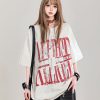 Graffiti Letter Oversized Short-Sleeve T-Shirt for Women - Summer 2025 American High Street Loose Fit