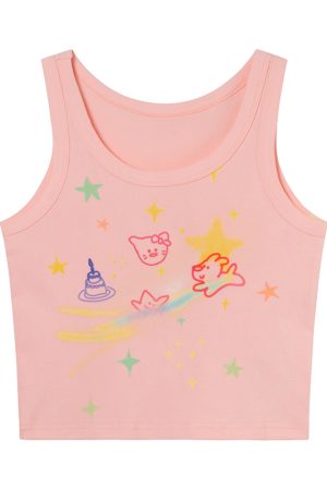 Graffiti Printed Camisole for Women - Summer Slim Fit Short Top, Trendy Street Style, Casual Wear, Urban Fashion