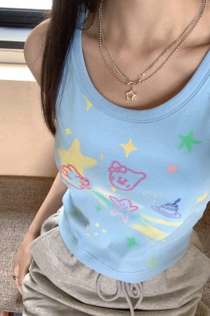 Graffiti Printed Camisole for Women - Summer Slim Fit Short Top, Trendy Street Style, Casual Wear, Urban Fashion