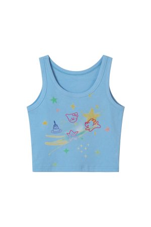 Graffiti Printed Camisole for Women - Summer Slim Fit Short Top, Trendy Street Style, Casual Wear, Urban Fashion