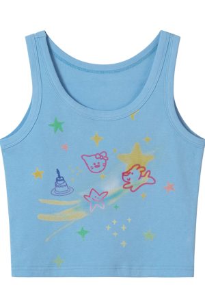 Graffiti Printed Camisole for Women - Summer Slim Fit Short Top, Trendy Street Style, Casual Wear, Urban Fashion