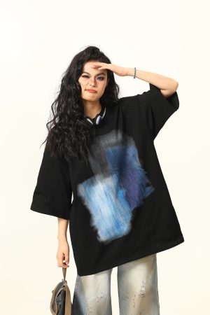 Graffiti Printed Loose Fit Short Sleeve T-Shirt for Men and Women - Summer Streetwear Couple Top, Urban Style