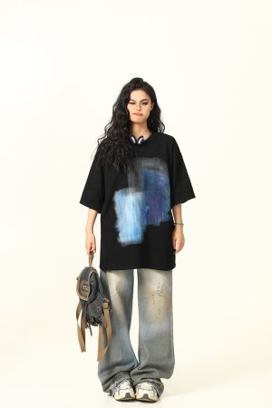 Graffiti Printed Loose Fit Short Sleeve T-Shirt for Men and Women - Summer Streetwear Couple Top, Urban Style