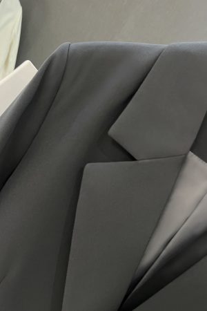 Gray-Blue College-Style Blazer for Women, Spring Autumn 2025 Niche Suit Top, Trendy Casual Chic Fashion