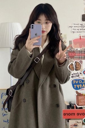 Gray Coffee Cashmere Long Coat for Women - 2024 Winter Korean Style High-End Thick Down Jacket Outerwear