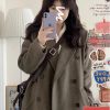Gray Coffee Cashmere Long Coat for Women - 2024 Winter Korean Style High-End Thick Down Jacket Outerwear