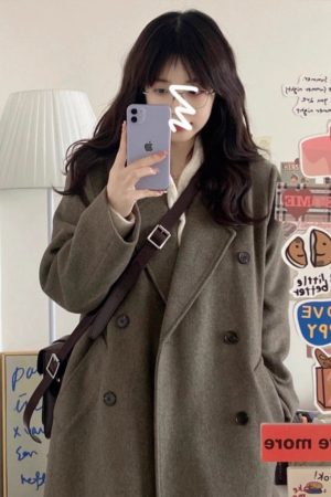 Gray Coffee Cashmere Long Coat for Women - 2024 Winter Korean Style High-End Thick Down Jacket Outerwear