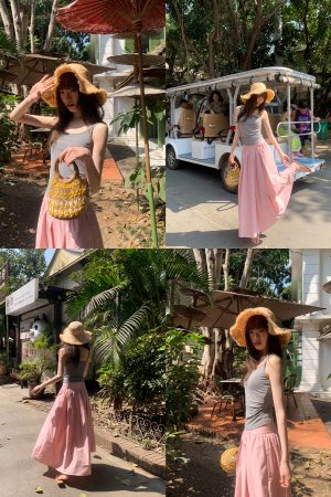 Gray Double Shoulder Strap Camisole with Chest Pad for Women - Slim Fit Summer Outerwear, Flattering Innerwear Essential