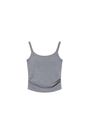 Gray Double Shoulder Strap Camisole with Chest Pad for Women - Slim Fit Summer Outerwear, Flattering Innerwear Essential