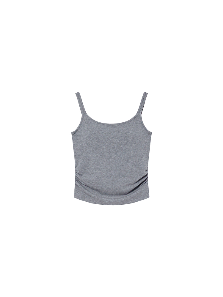 Gray Double Shoulder Strap Camisole with Chest Pad for Women - Slim Fit Summer Outerwear, Flattering Innerwear Essential Gray Double Shoulder Strap Camisole with Chest Pad for Women - Slim Fit Summer Outerwear, Flattering Innerwear Essential