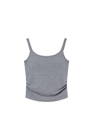 Gray Double Shoulder Strap Camisole with Chest Pad for Women - Slim Fit Summer Outerwear, Flattering Innerwear Essential
