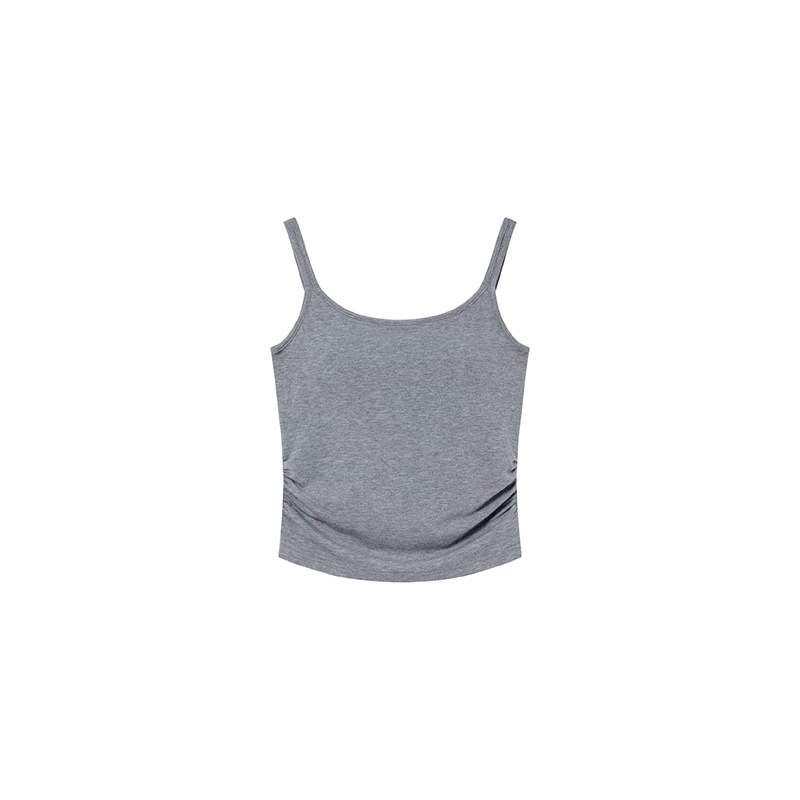 Gray Double Shoulder Strap Camisole with Chest Pad for Women - Slim Fit Summer Outerwear, Flattering Innerwear Essential Gray Double Shoulder Strap Camisole with Chest Pad for Women - Slim Fit Summer Outerwear, Flattering Innerwear Essential