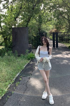 Gray Drawstring Slim-Fit Casual Pants for Women - Versatile Hip-Hugging Summer Sports Shorts