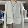 Gray-Green Textured Suit Jacket for Women - French Style, Trendy Korean Spring Autumn Fashion 2025
