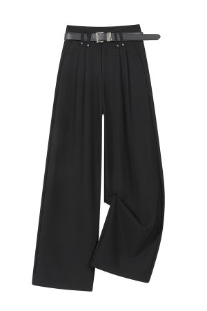 Gray High-Waisted Suit Pants for Women - Slimming Straight Leg Design, High-End Drape, Casual Spring/Summer 2025 Style