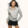 Gray Hooded Zip-Up Sweatshirt for Women - Waist-Cinched Short Sports Jacket, 2025 Spring Fashion, Versatile Casual Wear