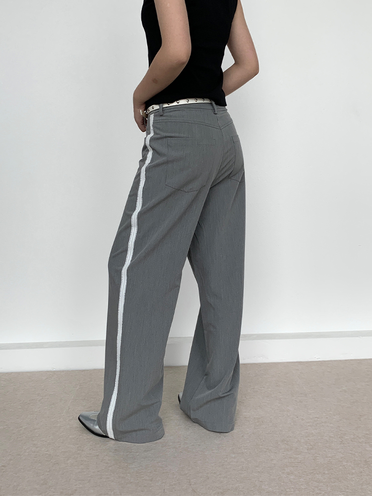 Gray Lace Patchwork Long Pants - Low-Waist Retro Casual Style, Versatile Y2K Fashion for Effortless Everyday Wear Gray Lace Patchwork Long Pants - Low-Waist Retro Casual Style, Versatile Y2K Fashion for Effortless Everyday Wear
