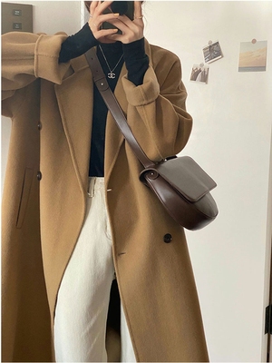 Gray Reversible Cashmere Coat for Women - High-End Woolen Jacket, Mid-Length, Korean Style, Autumn Winter 2024 Fashion Gray Reversible Cashmere Coat for Women - High-End Woolen Jacket, Mid-Length, Korean Style, Autumn Winter 2024 Fashion