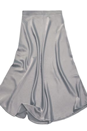 Gray Satin Sheen Diagonal-Cut Fishtail Skirt - Women's Bodycon Mid-Length for Spring/Summer 2025 Fashion