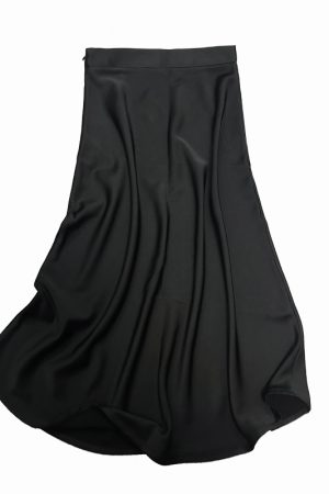 Gray Satin Sheen Diagonal-Cut Fishtail Skirt - Women's Bodycon Mid-Length for Spring/Summer 2025 Fashion