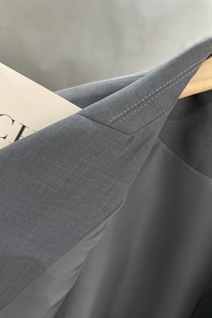 Gray Short Sleeve Suit Jacket for Women - Thin Summer Blazer, Trendy Korean Style 2025 Fashion, High-End Professional Look