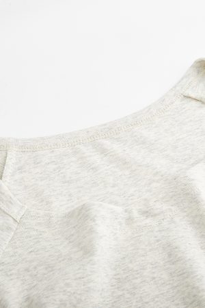 Gray Square-Neck Slim-Fit Cropped Short Sleeve T-Shirt for Women - American Style Summer Top