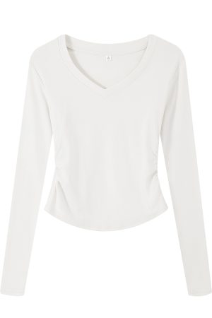 Gray Square-Neck Slim-Fit Cropped Short Sleeve T-Shirt for Women - American Style Summer Top