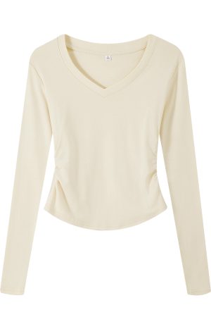 Gray Square-Neck Slim-Fit Cropped Short Sleeve T-Shirt for Women - American Style Summer Top