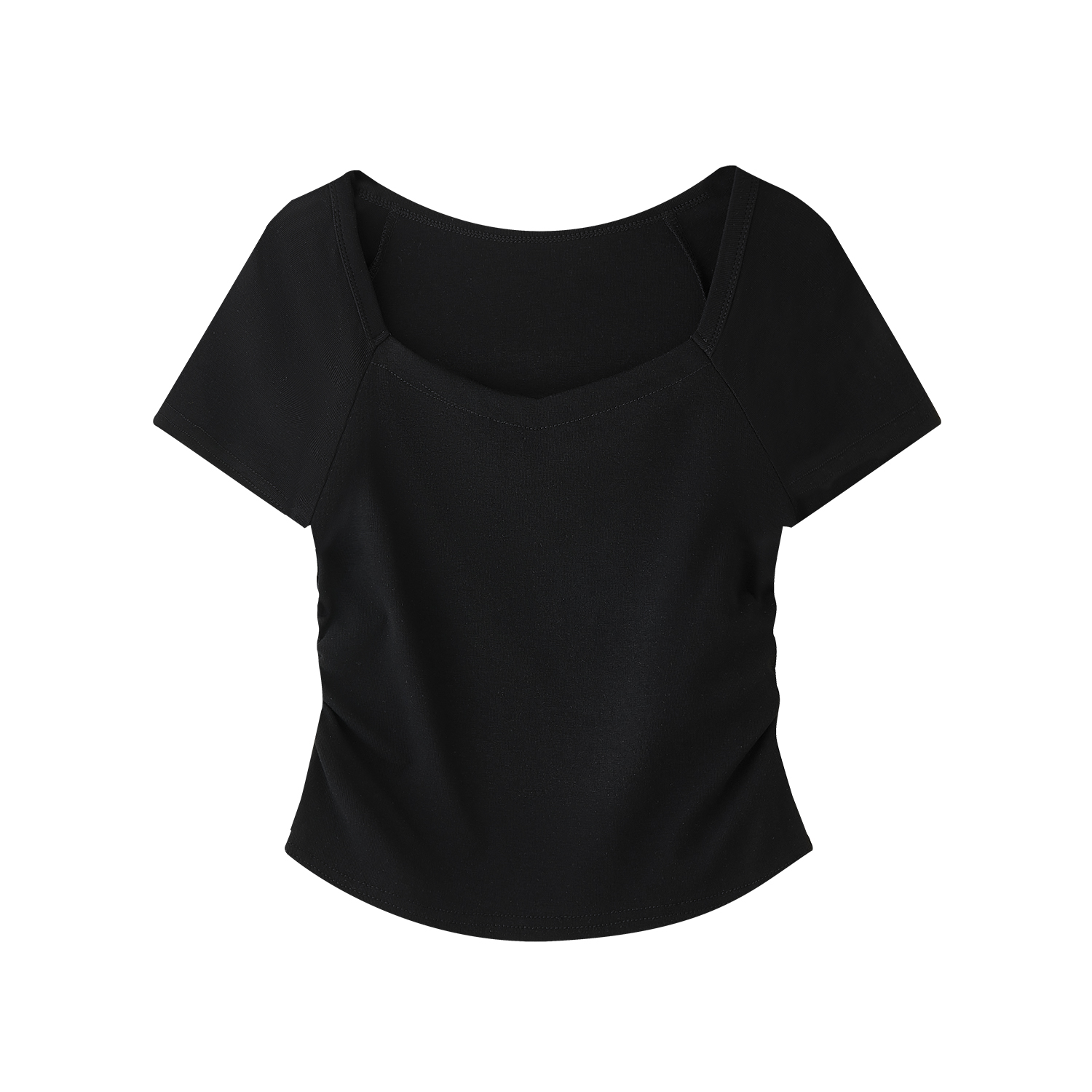 Gray Square-Neck Slim-Fit Cropped Short Sleeve T-Shirt for Women - American Style Summer Top Gray Square-Neck Slim-Fit Cropped Short Sleeve T-Shirt for Women - American Style Summer Top