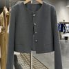 Gray Stylish Short Coat for Women - High-End Little Chanel Style, Versatile Elegant Outerwear for Spring and Autumn 2025