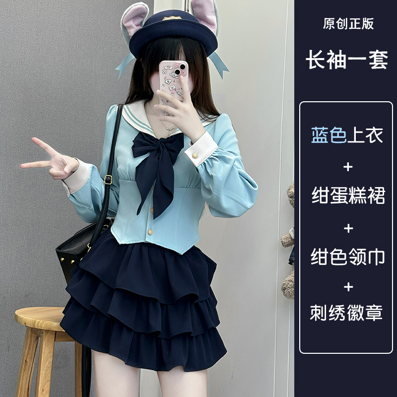 Gray Women's Summer JK Uniform Set with Puff Skirt and Cake Skirt - Trendy 2024 College Style Gray Women's Summer JK Uniform Set with Puff Skirt and Cake Skirt - Trendy 2024 College Style