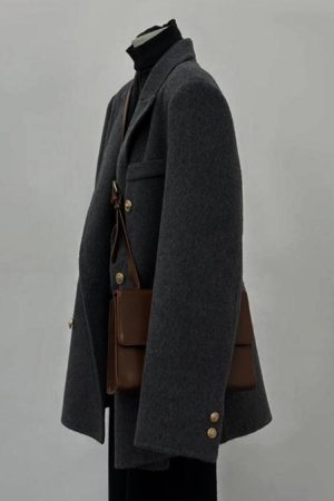 Gray Woolen Coat for Women - Short Korean Style Suit for Petite Figures, High-End Autumn Winter 2024 Fashion