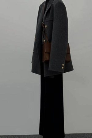 Gray Woolen Coat for Women - Short Korean Style Suit for Petite Figures, High-End Autumn Winter 2024 Fashion